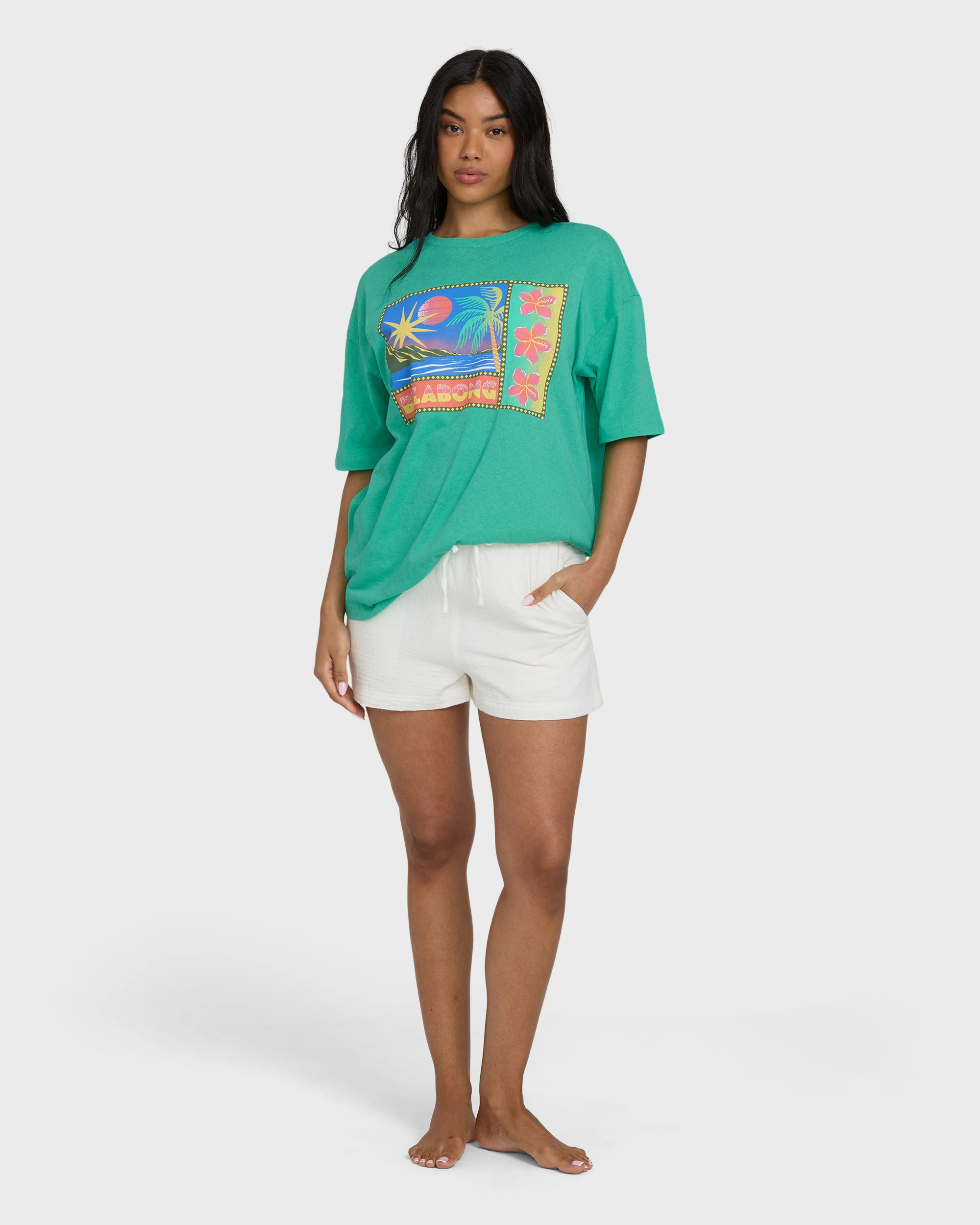 Summer Heat Short Sleeve Knit Graphic T-Shirt - Green Tropics - Image 4
