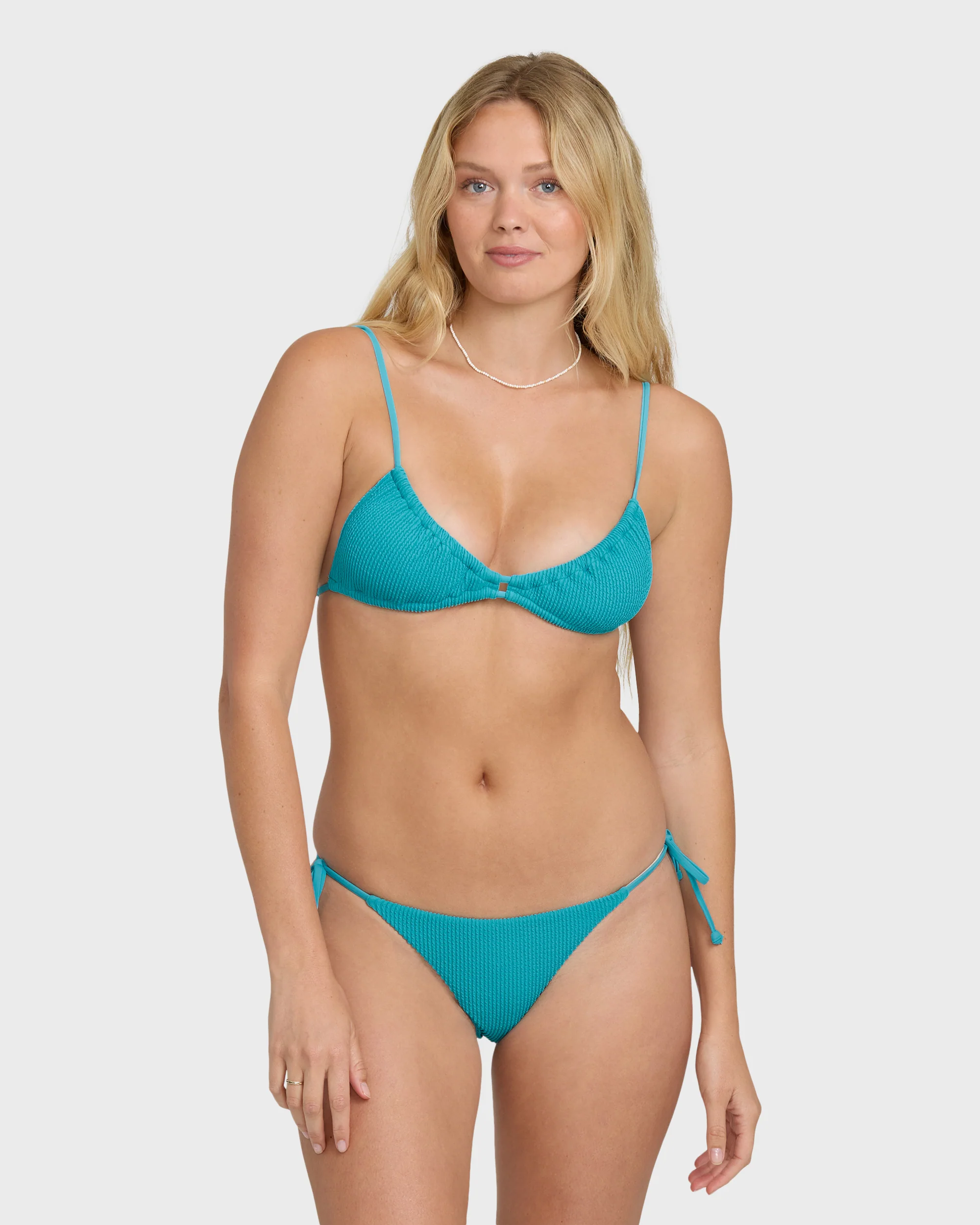 Summer Hi Tie-Side Tanga Skimpy Bikini Bottoms - Bright Marine - Image 2