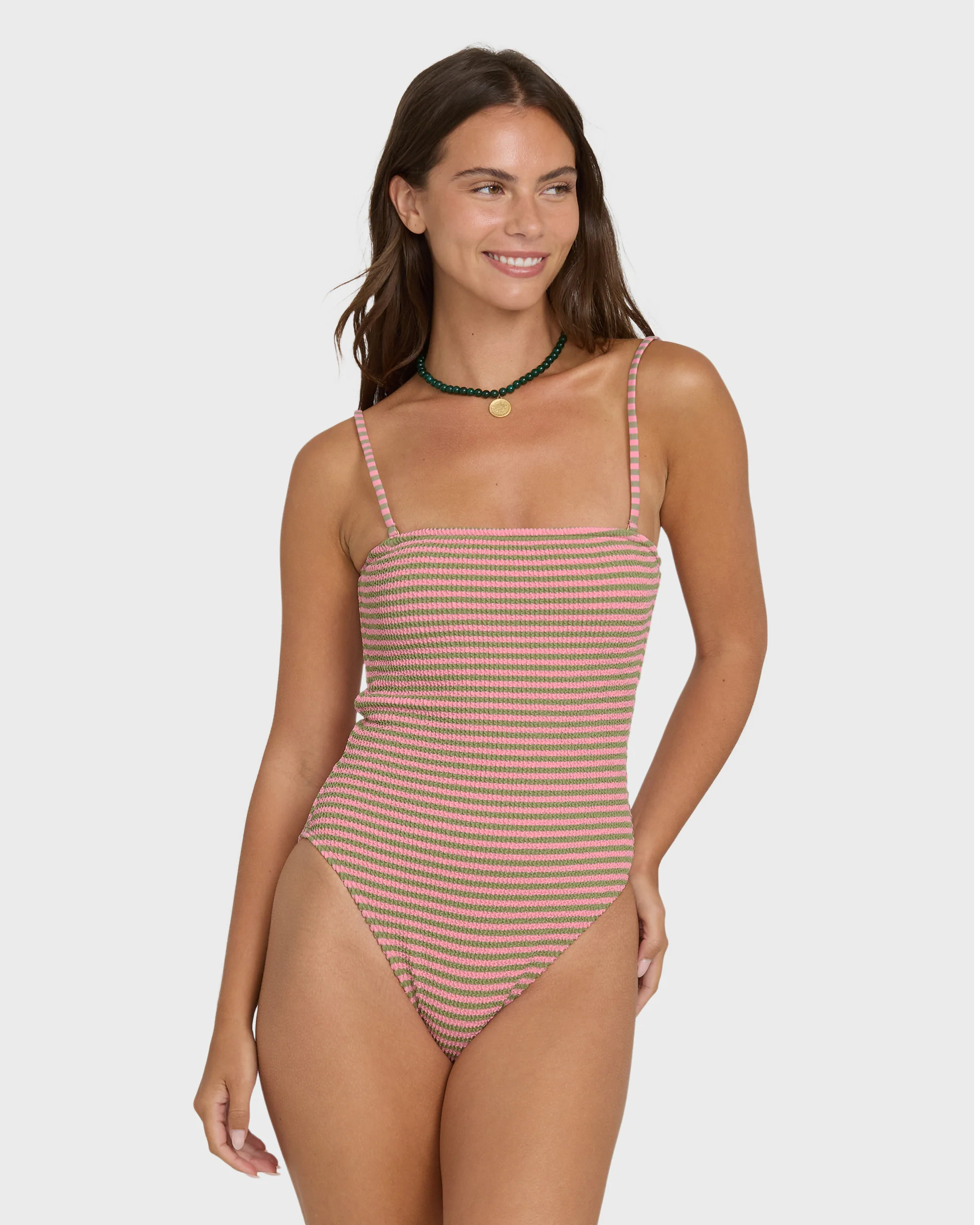 Summer Hi Yarn-Dyed Tully One Piece Swimsuit - Cedar - Image 2
