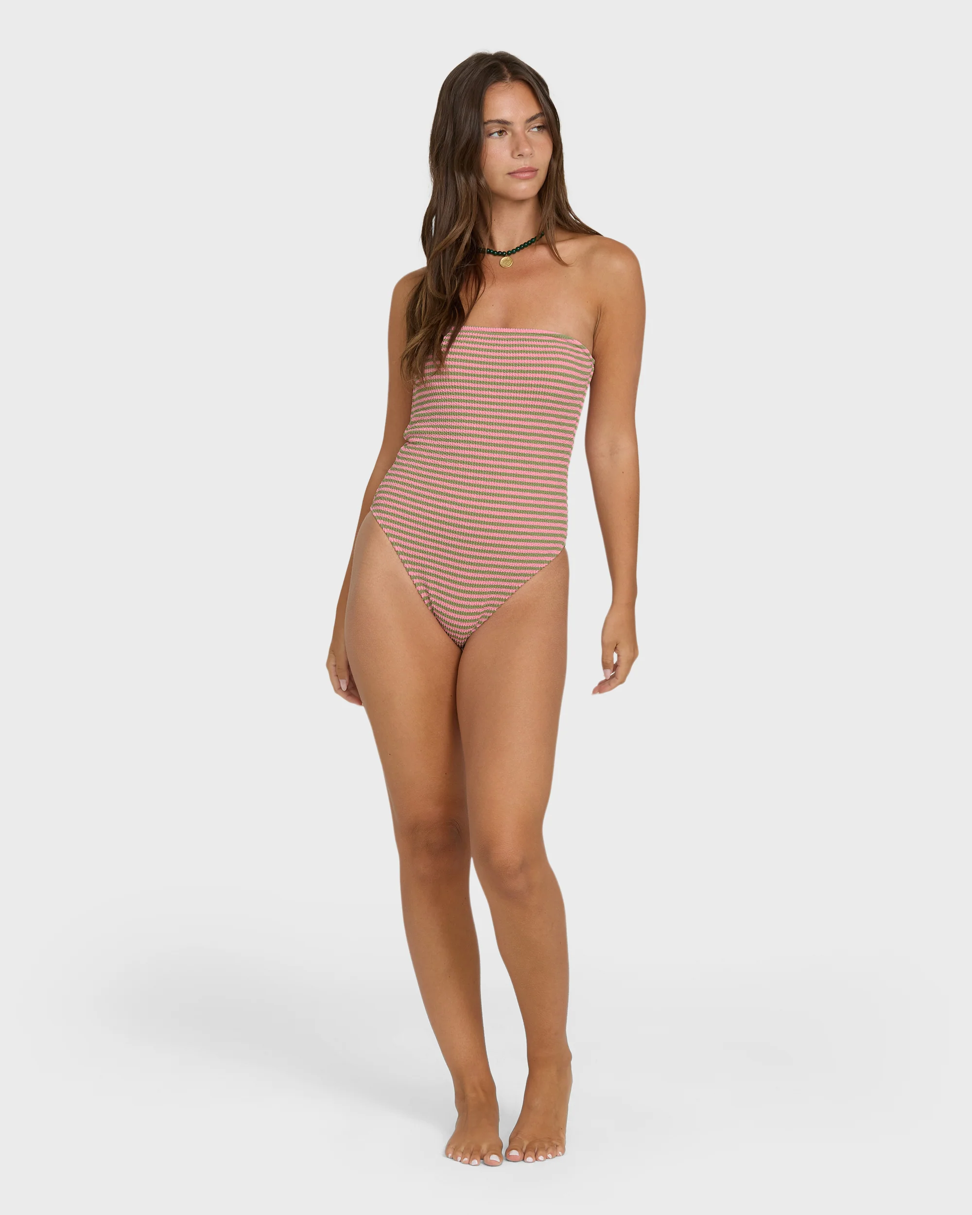 Summer Hi Yarn-Dyed Tully One Piece Swimsuit - Cedar - Image 5