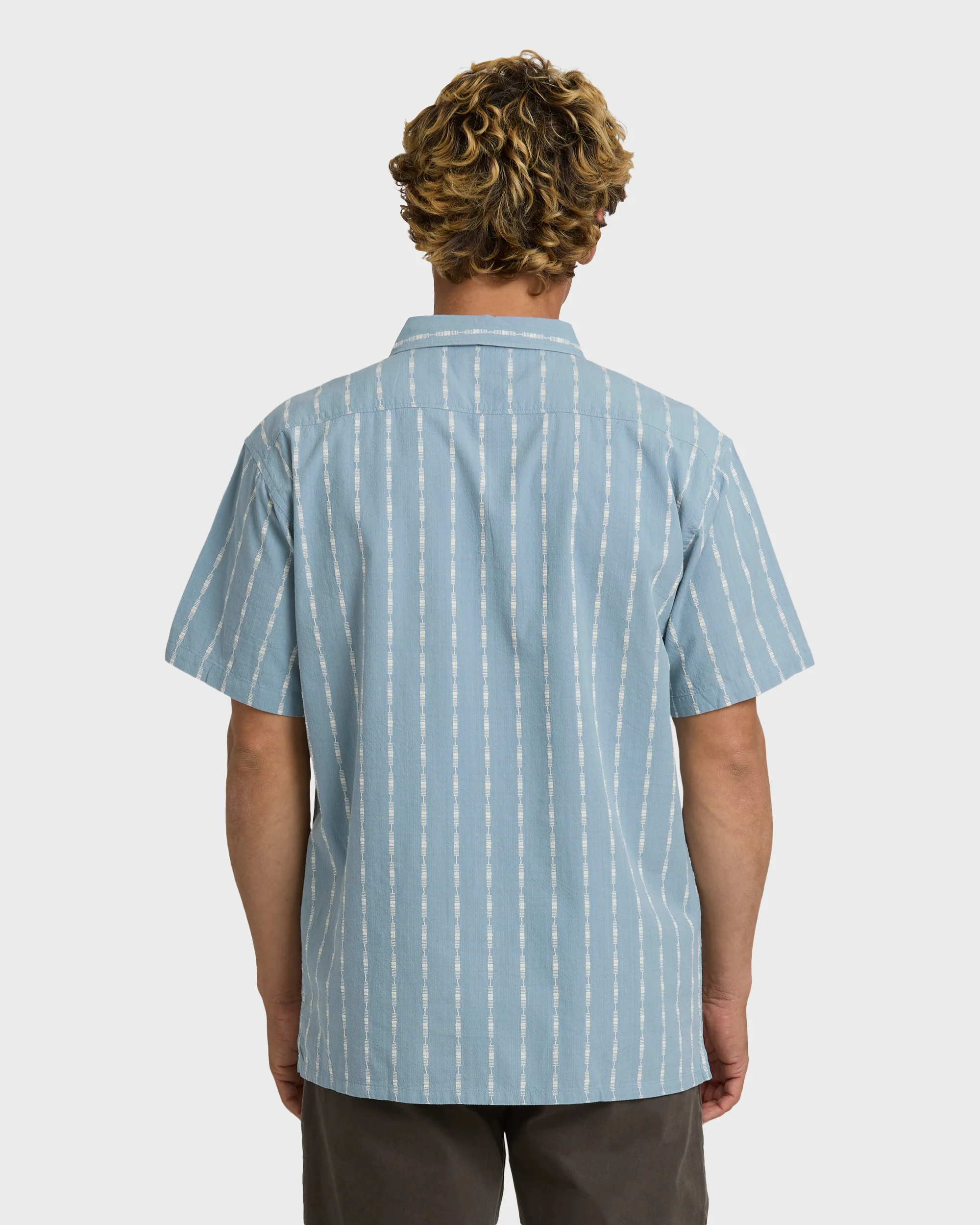 Sundays Jacquard Short Sleeve Shirt - Blue Fog - Image 2
