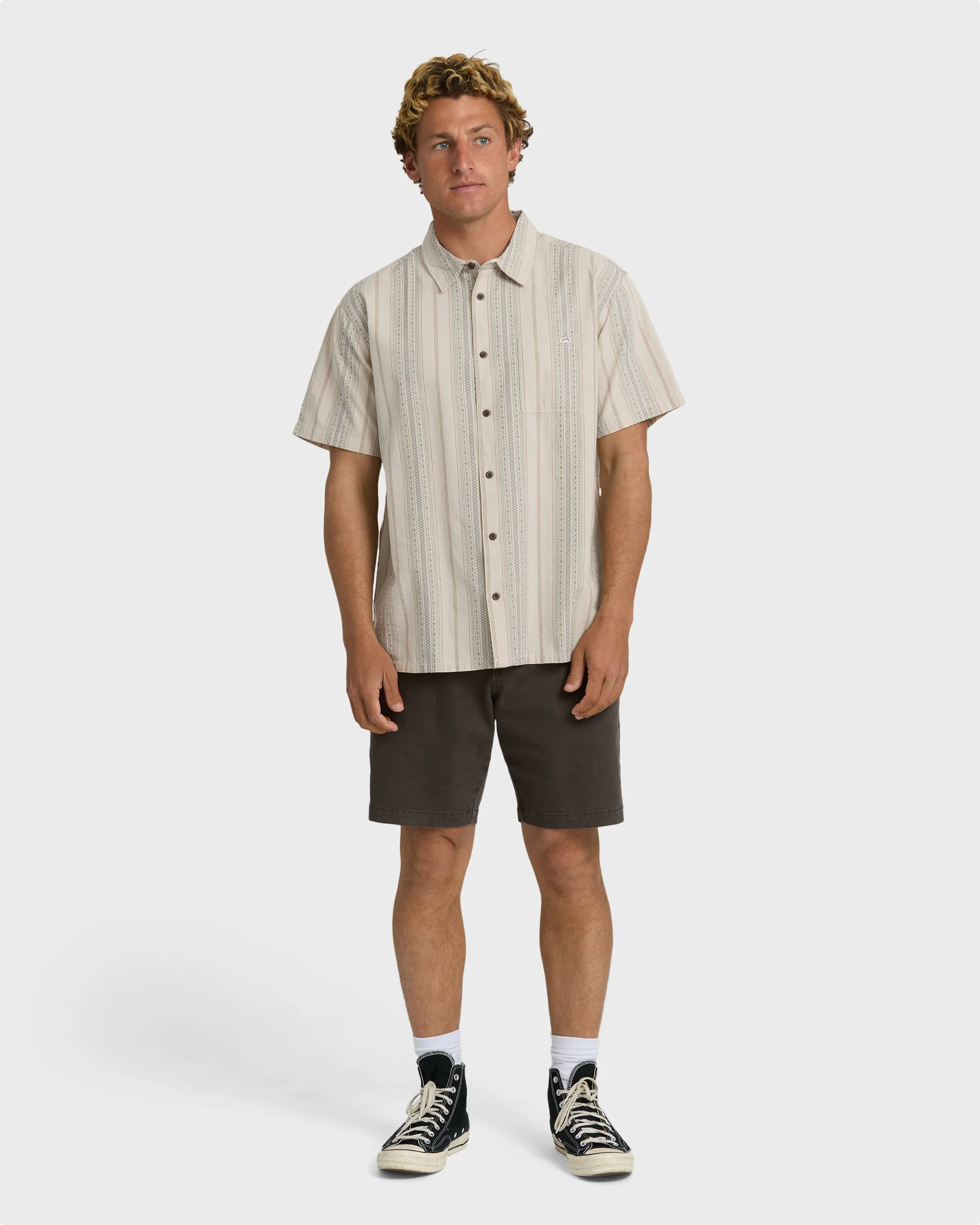 Sundays Jacquard Short Sleeve Shirt - Oatmeal - Image 4
