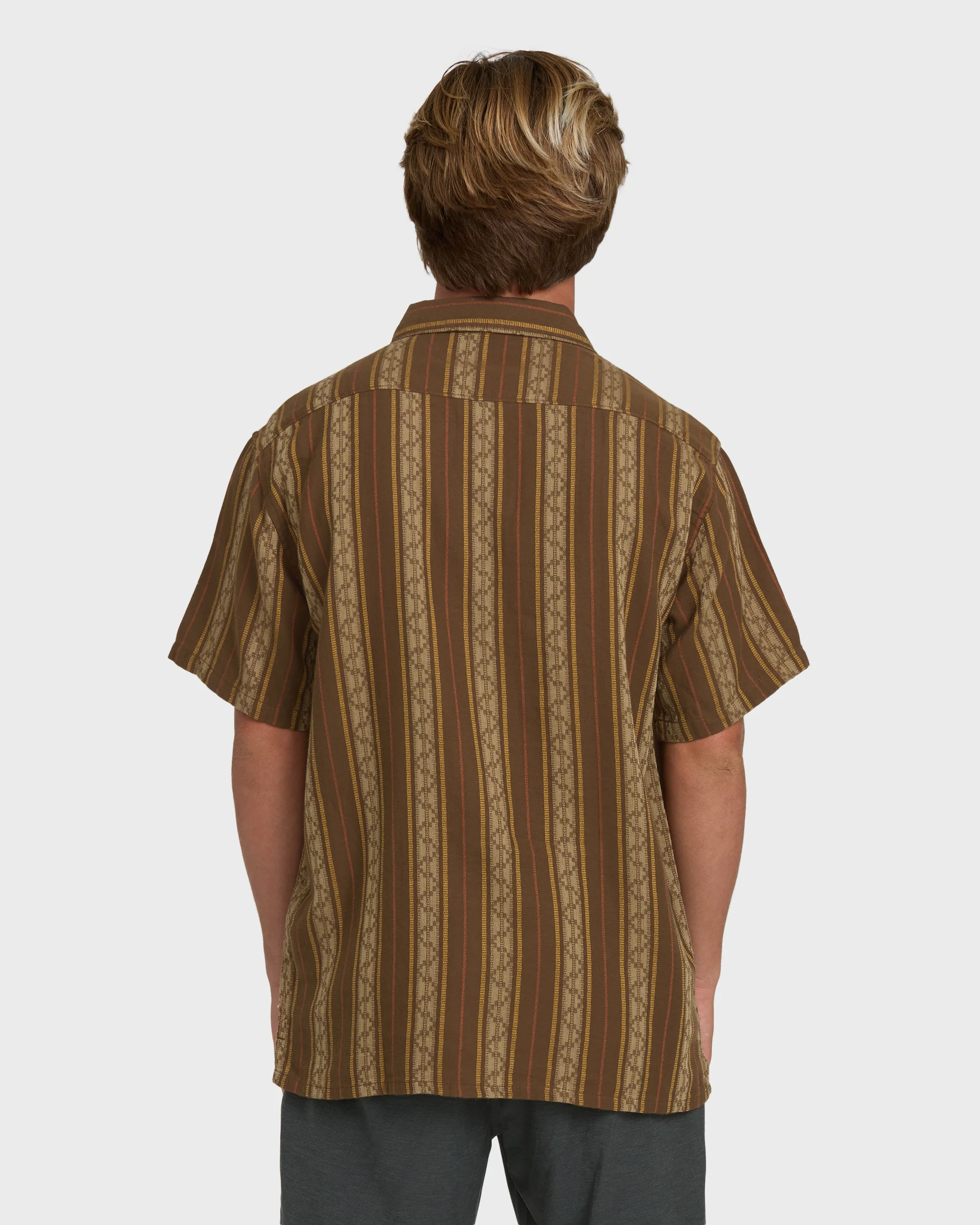 Sundays Jacquard Short Sleeve Woven Shirt - Vintage Khaki - Image 2