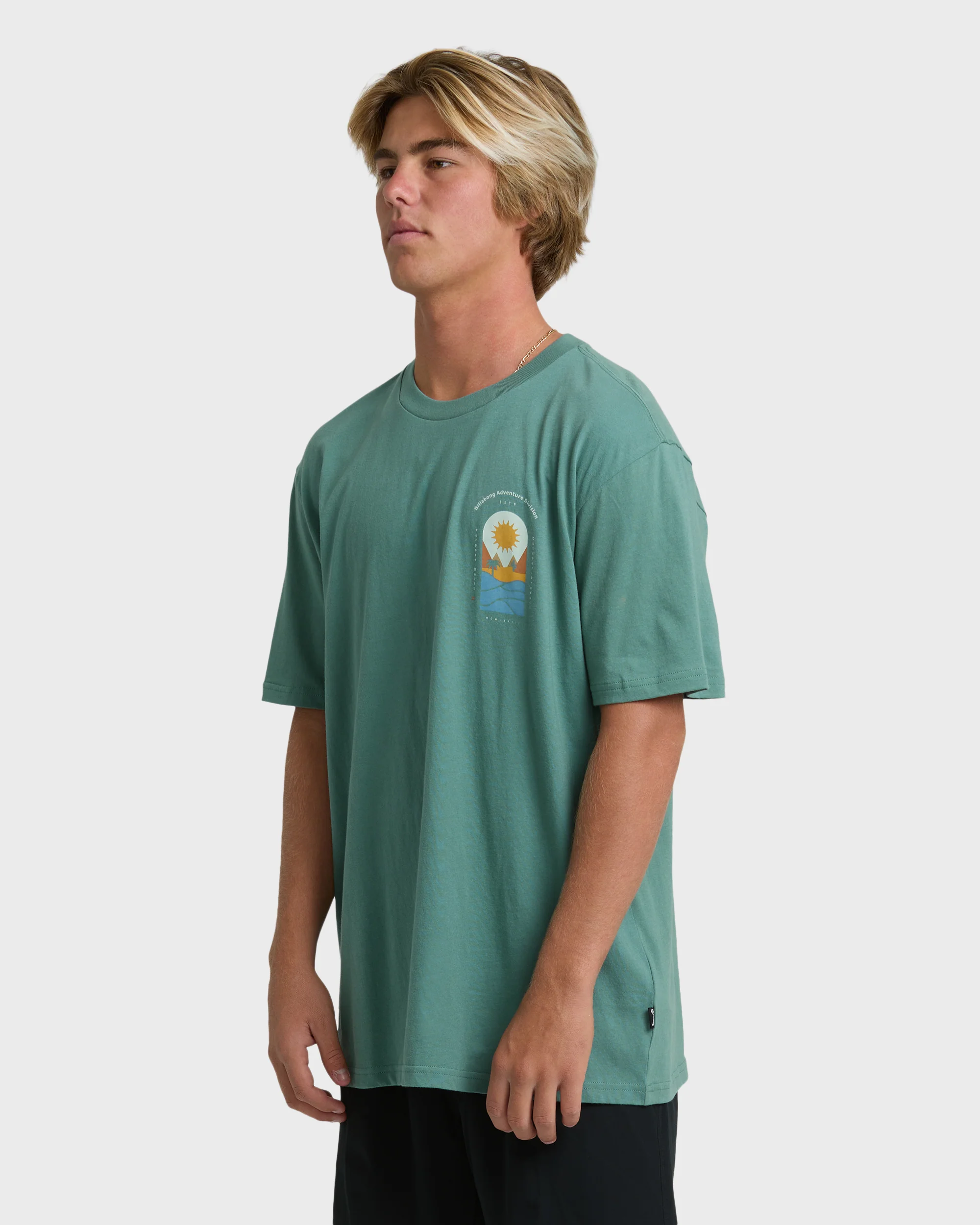 Sun Down Adiv Premium Short Sleeve T-Shirt - Sea Green - Image 3