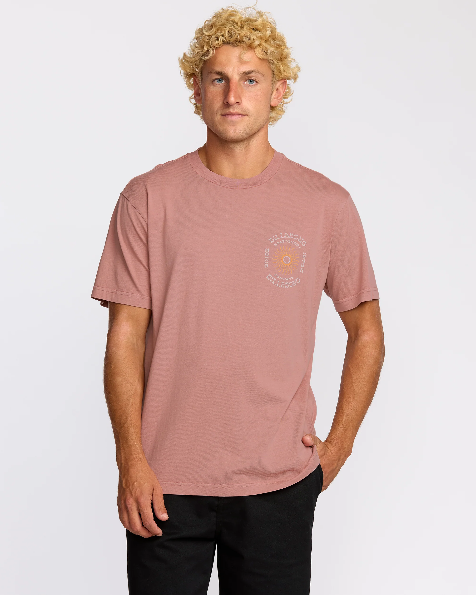 Sunrise Premium Wave Wash Short Sleeve T-Shirt - Dusty Rose - Image 2