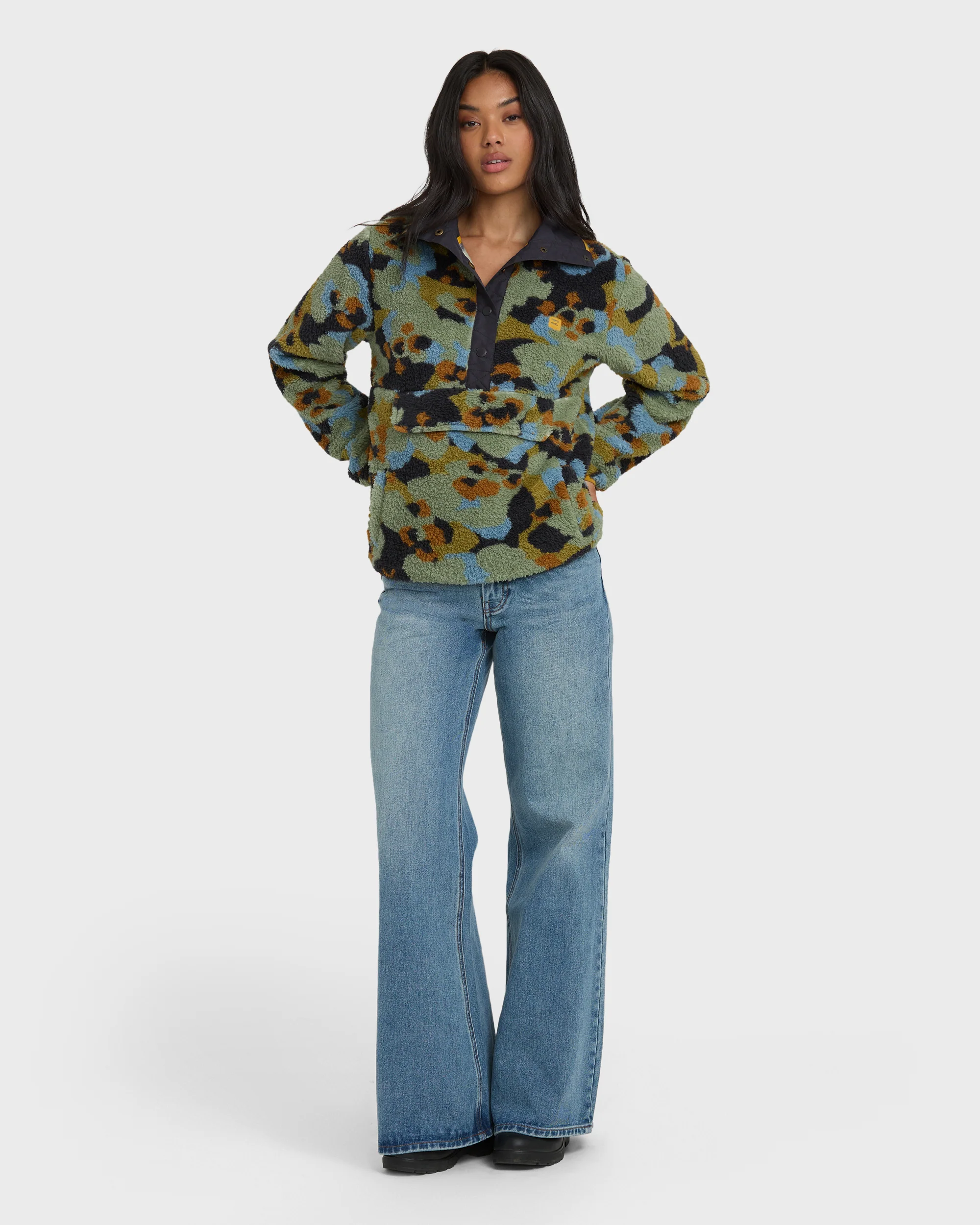 A/Div Switchback Pullover Half Snap Sherpa Fleece - Dusty Green - Image 4