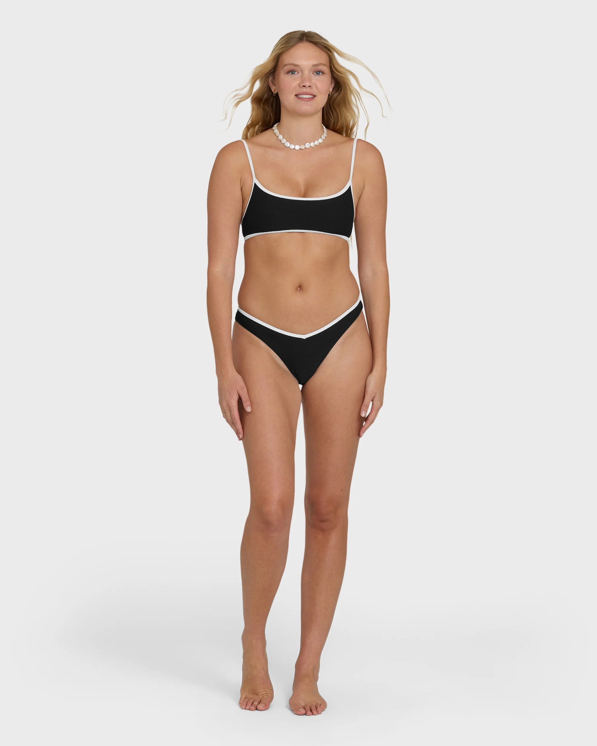 Tanlines Bound Jaclyn Crop Bralette Bikini Top - Black Pebble - Image 6