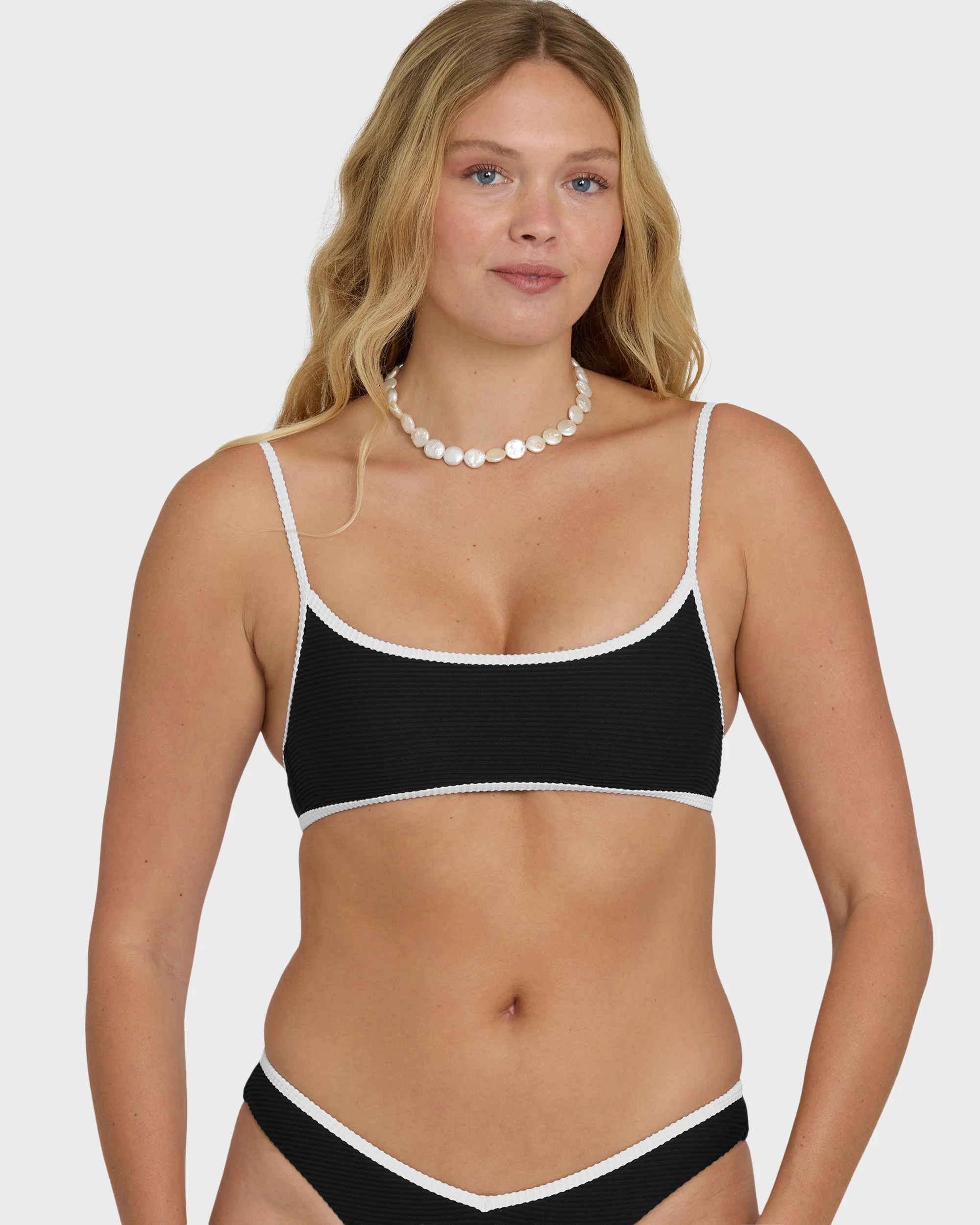 Tanlines Bound Jaclyn Crop Bralette Bikini Top - Black Pebble - Image 7