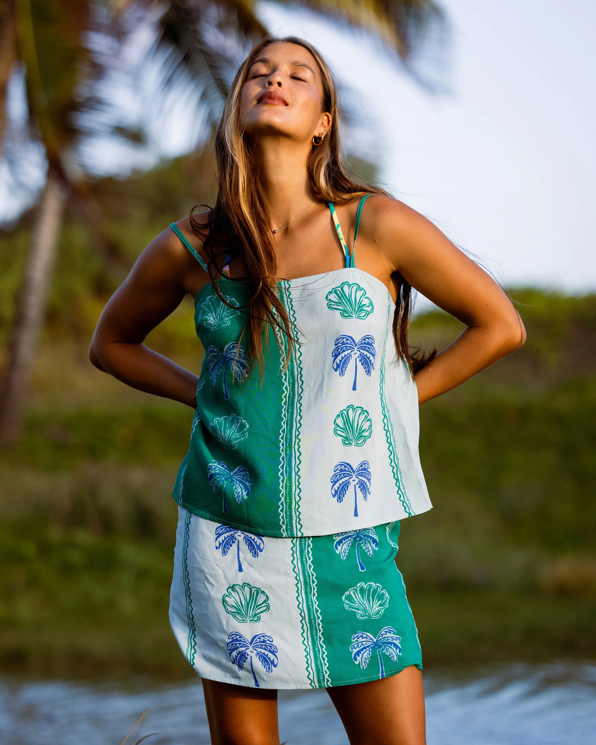 Wave Washed Printed Skirt - Pool Blue - Image 2