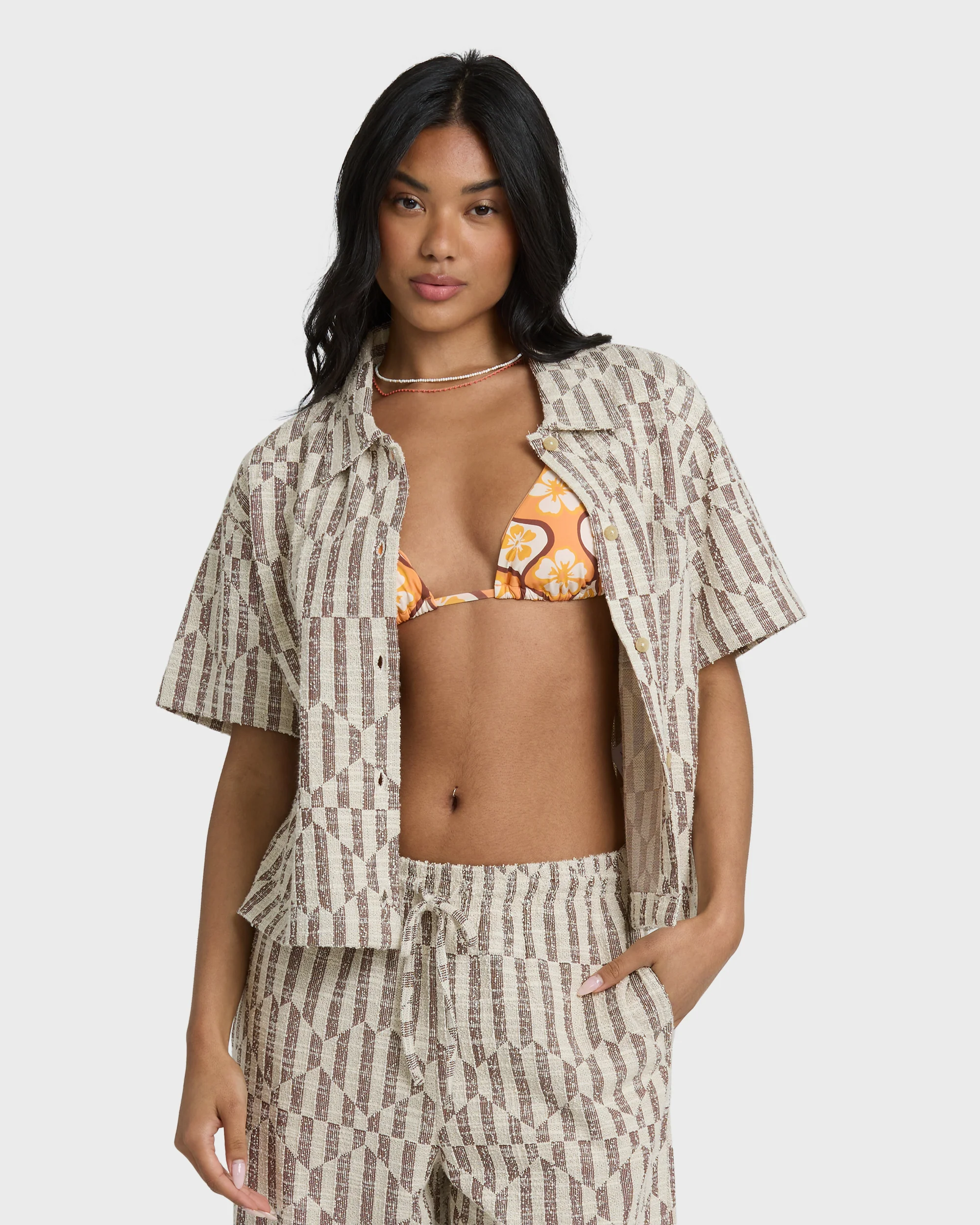 Vivid Wave Short Sleeve Top - Teak - Image 2